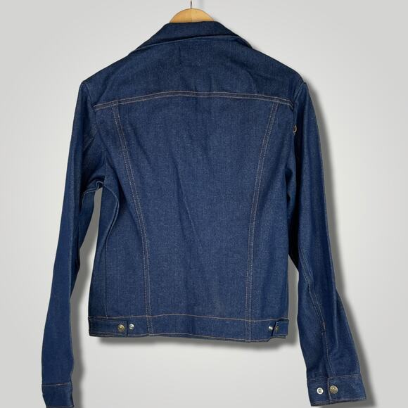 Vtg Saddle King Western Denim Jacket Deadstock Made in USA Dark Small Raw Snap - Picture 2 of 5